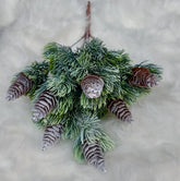 Buchet artificial brad cu conuri înghețate – decor Crăciun - 30cm